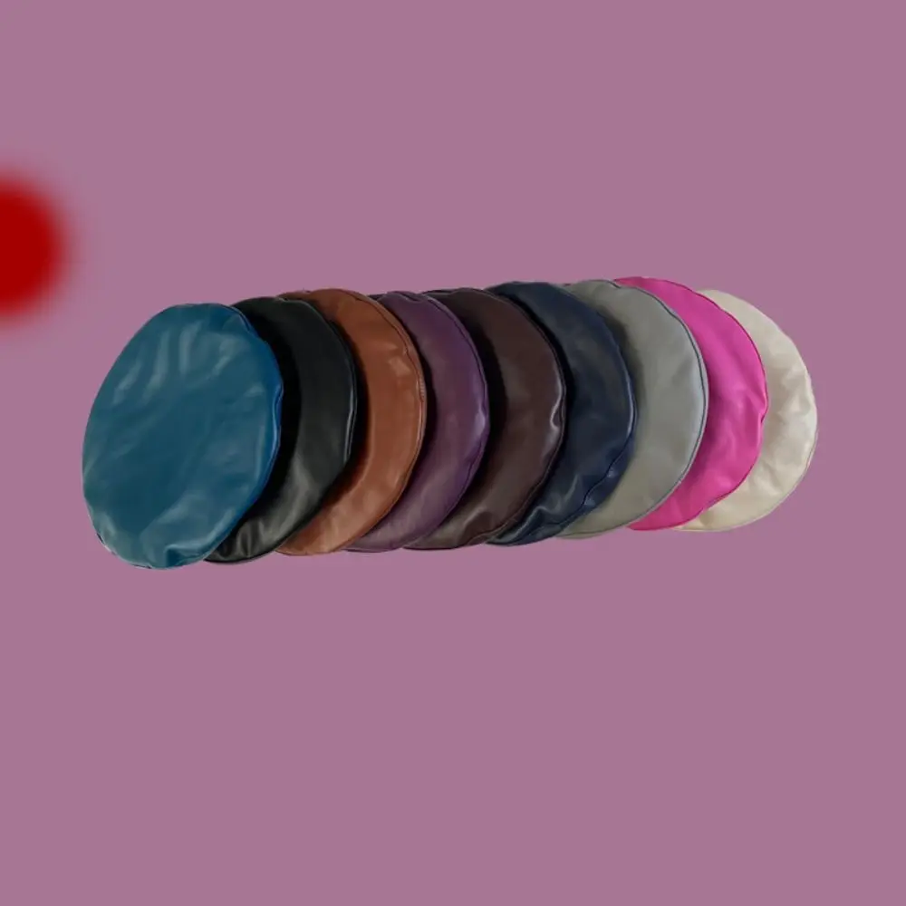 カジュアルな無地PUベレー帽 Y2K レトロ フラットトップ 韓国風 ブリティッシュスタイル ニュースボーイキャップ アウトドア