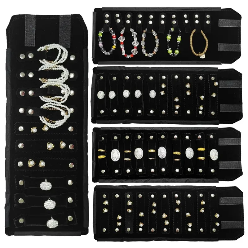 High-end Black Flannelette Jewelry Storage Bag Small Jewelry Storage Bag Necklace Ring Earrings Bracelet Pendant Storage Props