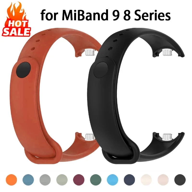 Silicone Strap for Xiaomi Mi Band 9 8 Strap NFC Sport Rubber Bracelet Wristband pulseira correa Xiaomi Smart Band 8 Accessories