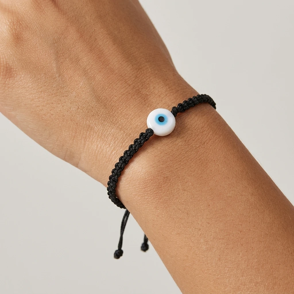 

1PCS Bohemian Evil Eye Glass Flat Bead Woven Bracelet Unisex Jewelry