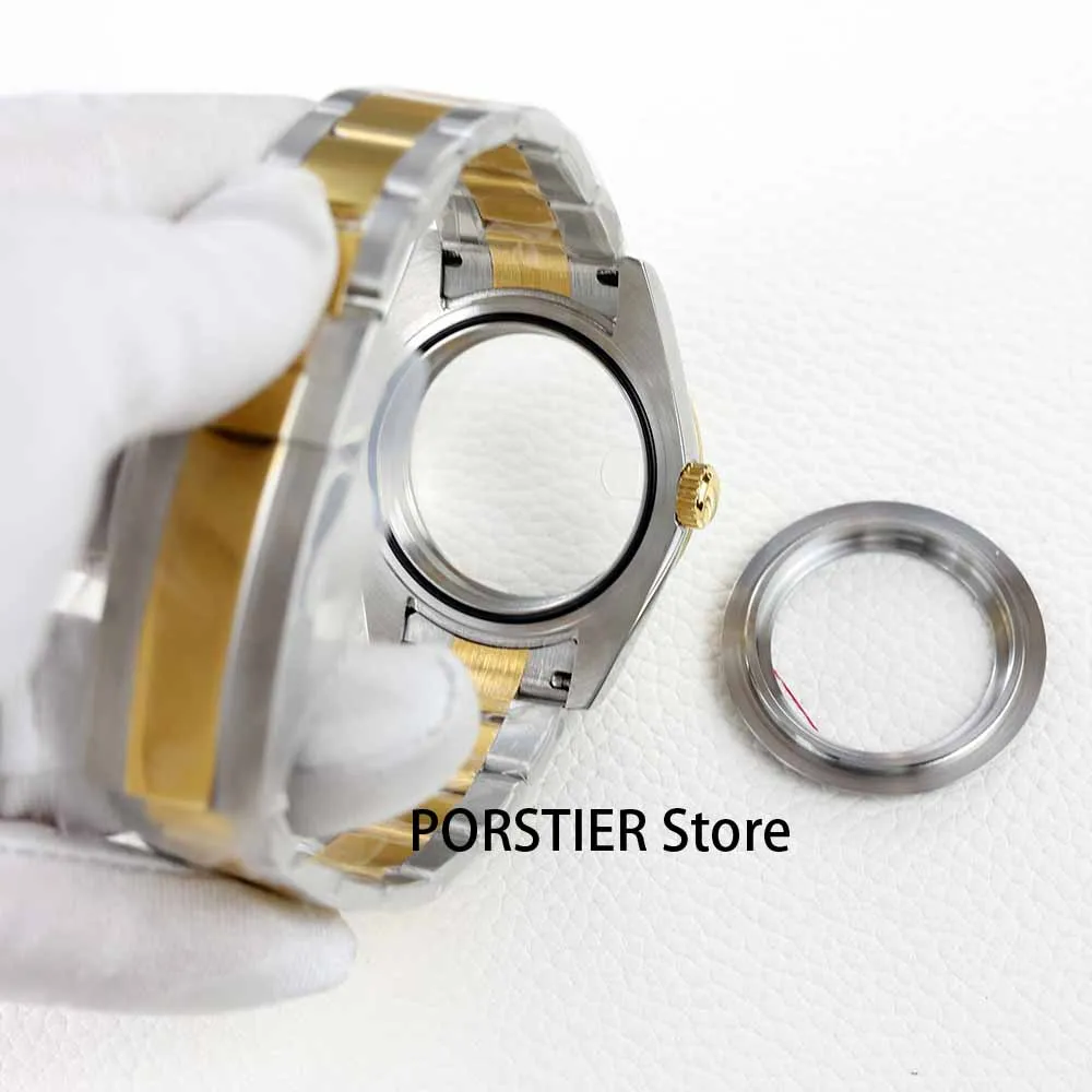 36/39mm rose gold NH35 watch cases sapphire glass stainless steel polish bracelet fit NH35 NH36 movement 28.5 dial datejust case