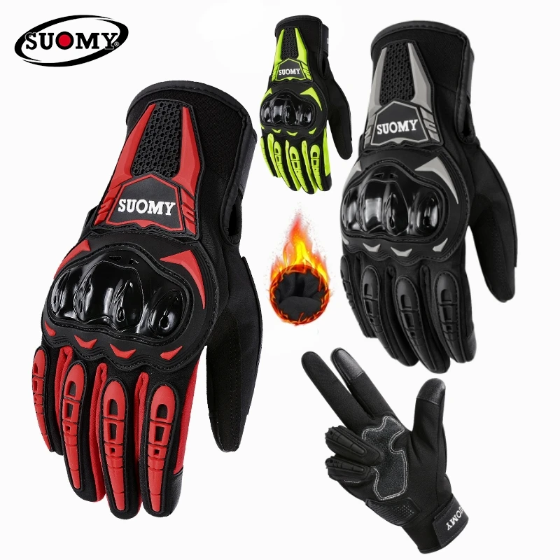 

SUOMY Winter Warm Motorcycle Gloves for Men Women, Windproof Touchscreen Anti-Slip Motocross Racing Biker Gloves