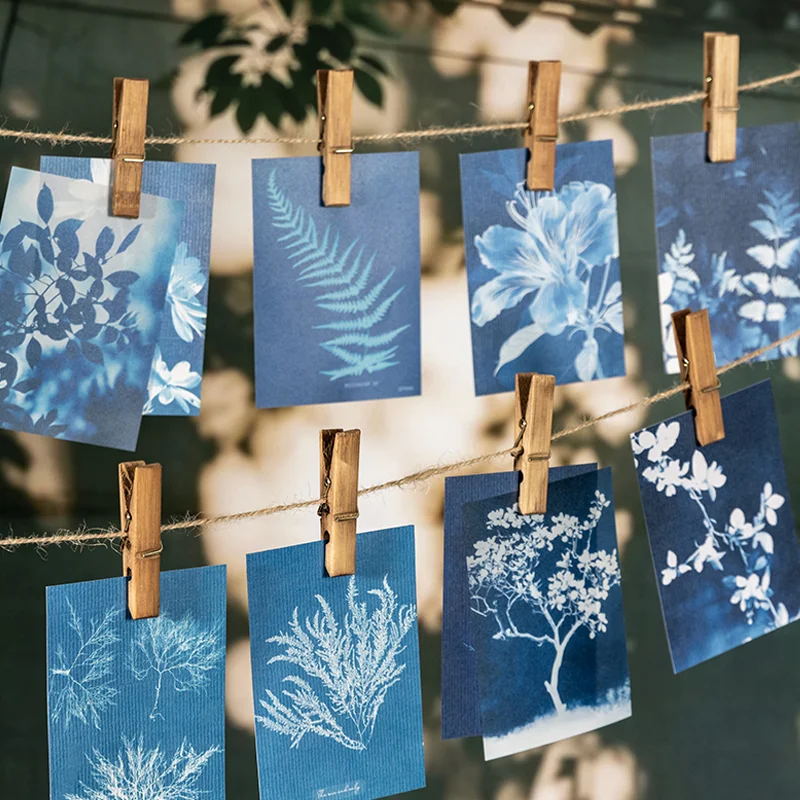 السيد ورقة 20 قطعة ساحرة الأزرق الأزهار الظلال المزدوج المواد ورقة الفنية المطبوعة مجلة إدراج ألبوم صور ديكور الكولاج