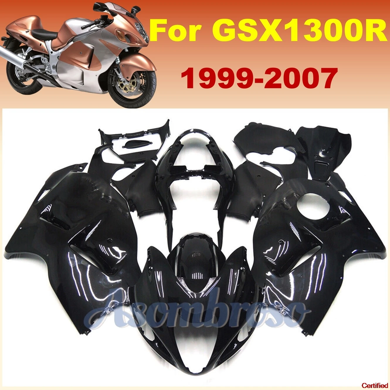 Motorcycle Fairings Set For Hayabusa GSXR1300 1999-2007 06 05 Pure Black fairing GSX1300R 2003 2002 Plastic 