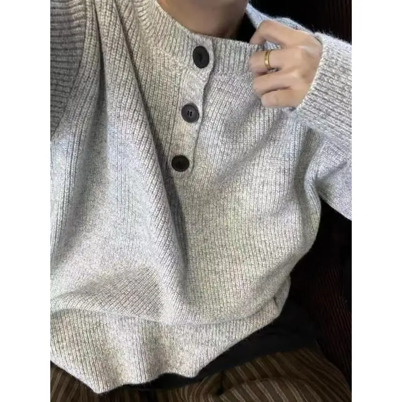 ay الأمريكية الرجعية هنري طوق تريكو الرجال الشتاء كسول Sle الراقية الشعور كلينفيت Jaet فضفاضة تناسب لينة البوليستر