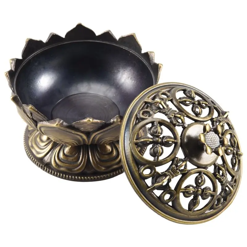 AB11-Buddha Incense Burner Lotus Flower Incense Holder Handmade Censer For Buddhist Home Office Decoration