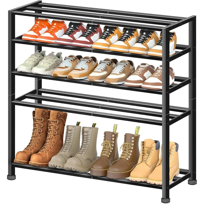 5-Tier Heavy Duty Shoe Rack for Garage Entryway, Stackable Shoe Organizer for 25 Pairs Men Boots