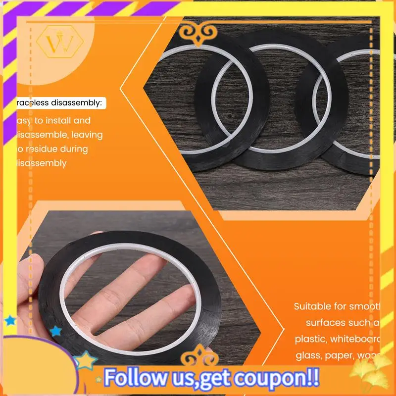 最新-16個ホワイトボードグラフィックチャートテープ、ドライイレースボードアートテープ、薄い黒グリッドグラフィックテープ、3mm幅、光沢のある黒