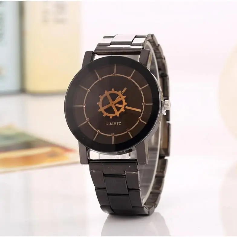 Foreign trade new steel band gear watch men women couple quartz watch multilateral rhombus metal student watch