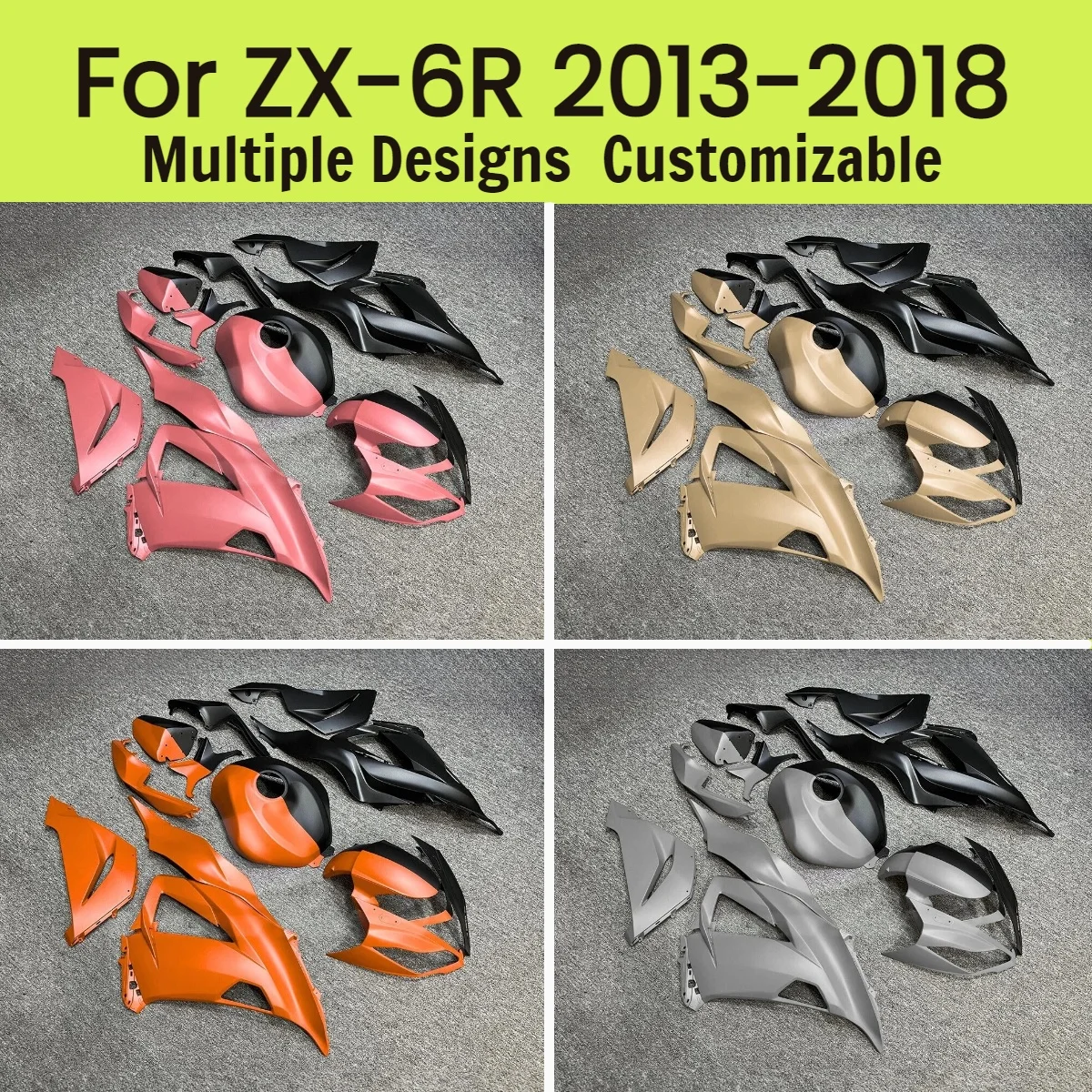 

Комплект обтекателей для Kawasaki ZX6R 2013-2018, пластиковый комплект обтекателей для мотоцикла, неоригинальный, ZX 6R 13-18