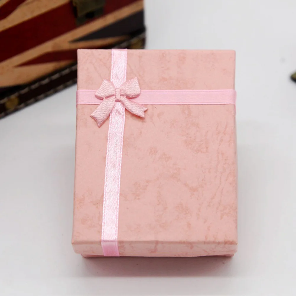 Juego de caja de joyería de 12 Uds con diseño de lazo de satén para collares, pulseras, pendientes, 4 colores (rosa, azul, morado), regalo Premium