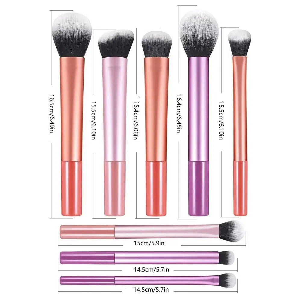 7 Uds nuevo Kit de brochas de maquillaje suaves pelo sintético fácil de limpiar brocha para sombra de ojos corrector