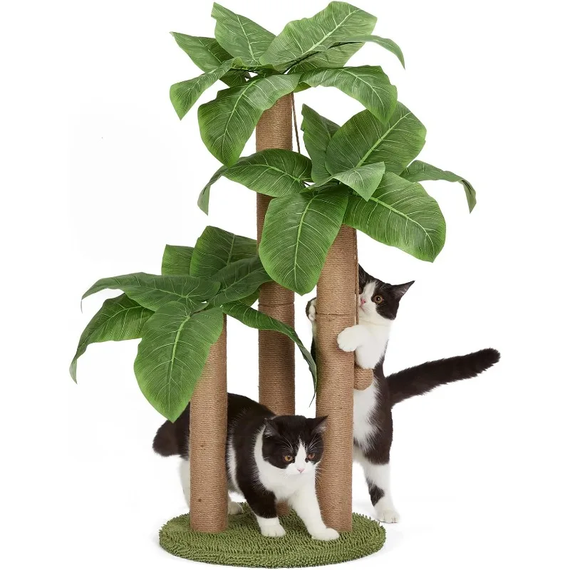 

31.5Inch Cat Scratching Post,Cat Scratcher Tree with 3 Scratching Poles & 2 Interactive Dangling Balls,Cats Scratching Posts