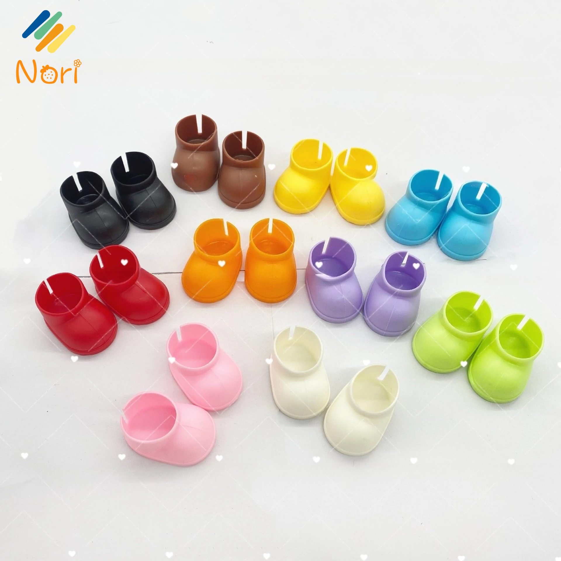 Nori bunte Regenstiefel aus Kunststoff, kurze Schuhe für 17 cm große Labubu-Puppen, 10 cm Baumwollspielzeug