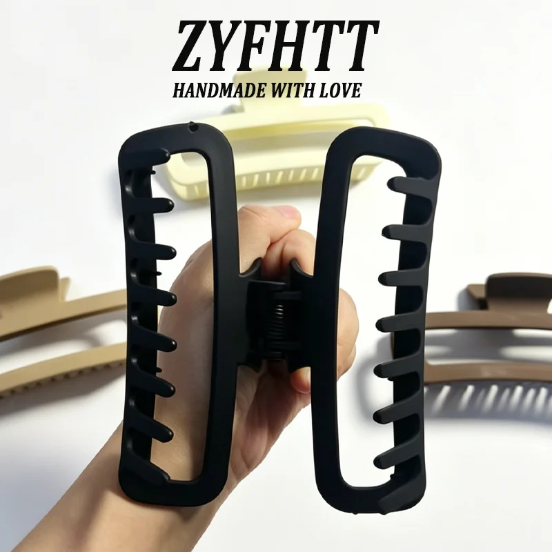 1/4 Stück ZYFHTT Einfarbige Matte Frosted Rechteckige Haarklammer für Frauen Täglicher Gebrauch Große Haifischklammer Modische Mädchen-Haarspange – Detail 5
