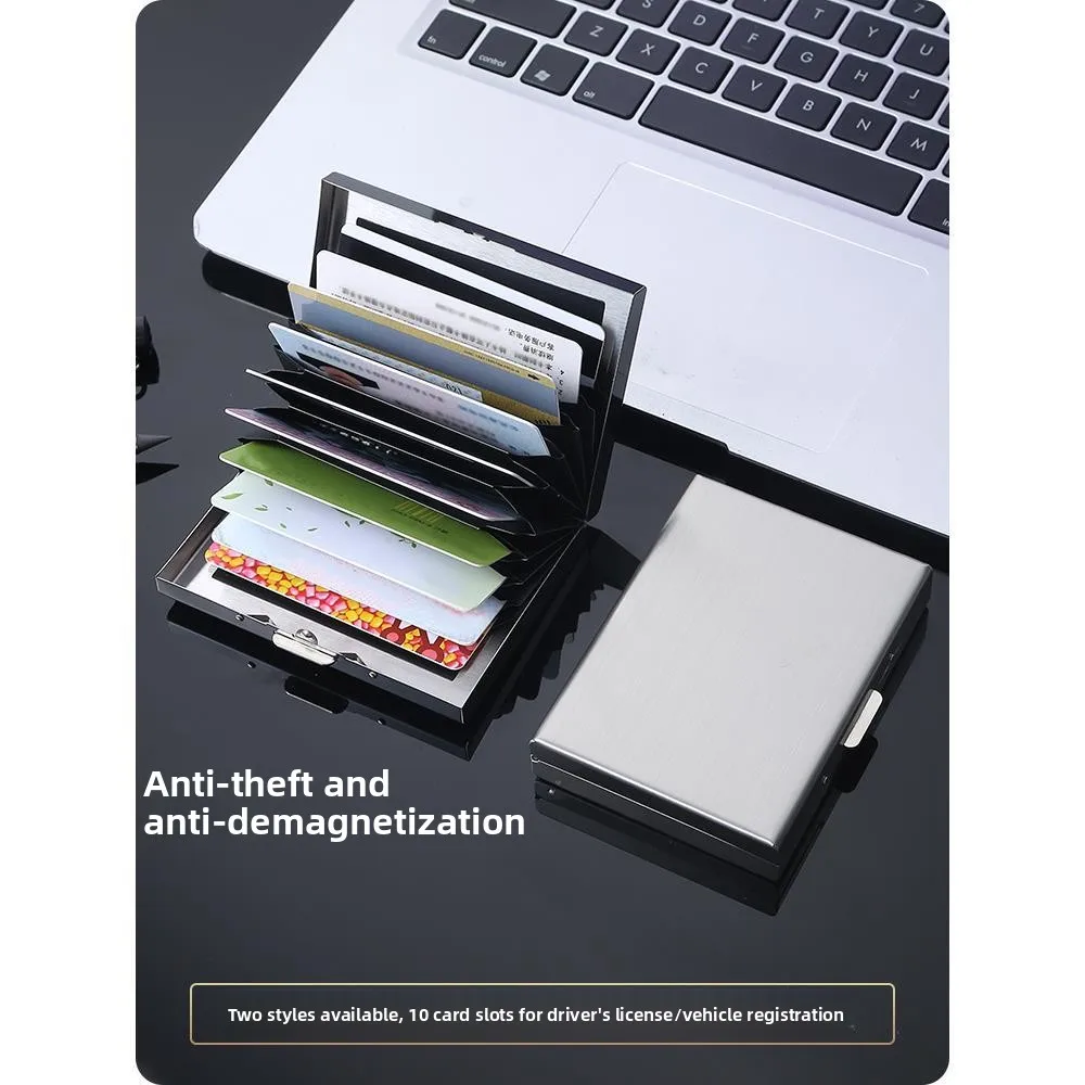 High-End Metal Card Holder Ultra-Thin Stainless Steel Anti-Magnetic Small Card Box Anti-Theft Bank Card Cover Men's Wallet