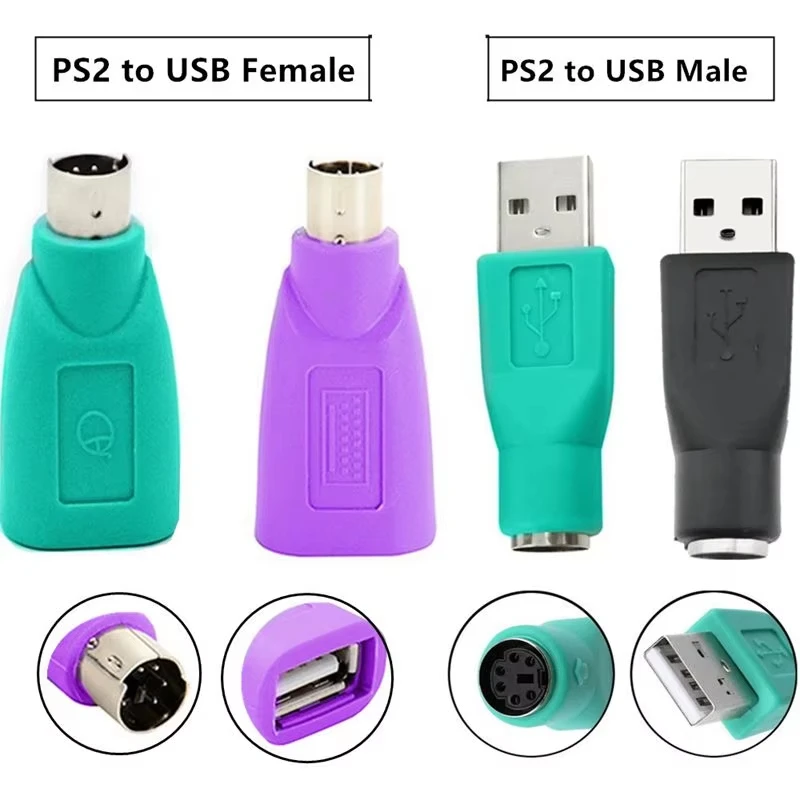 High Quality Purple +Green Converter Keyboard Mouse PS2 PS/2 To USB Adapter Converter For Usb Keyboard Mouse Accessories