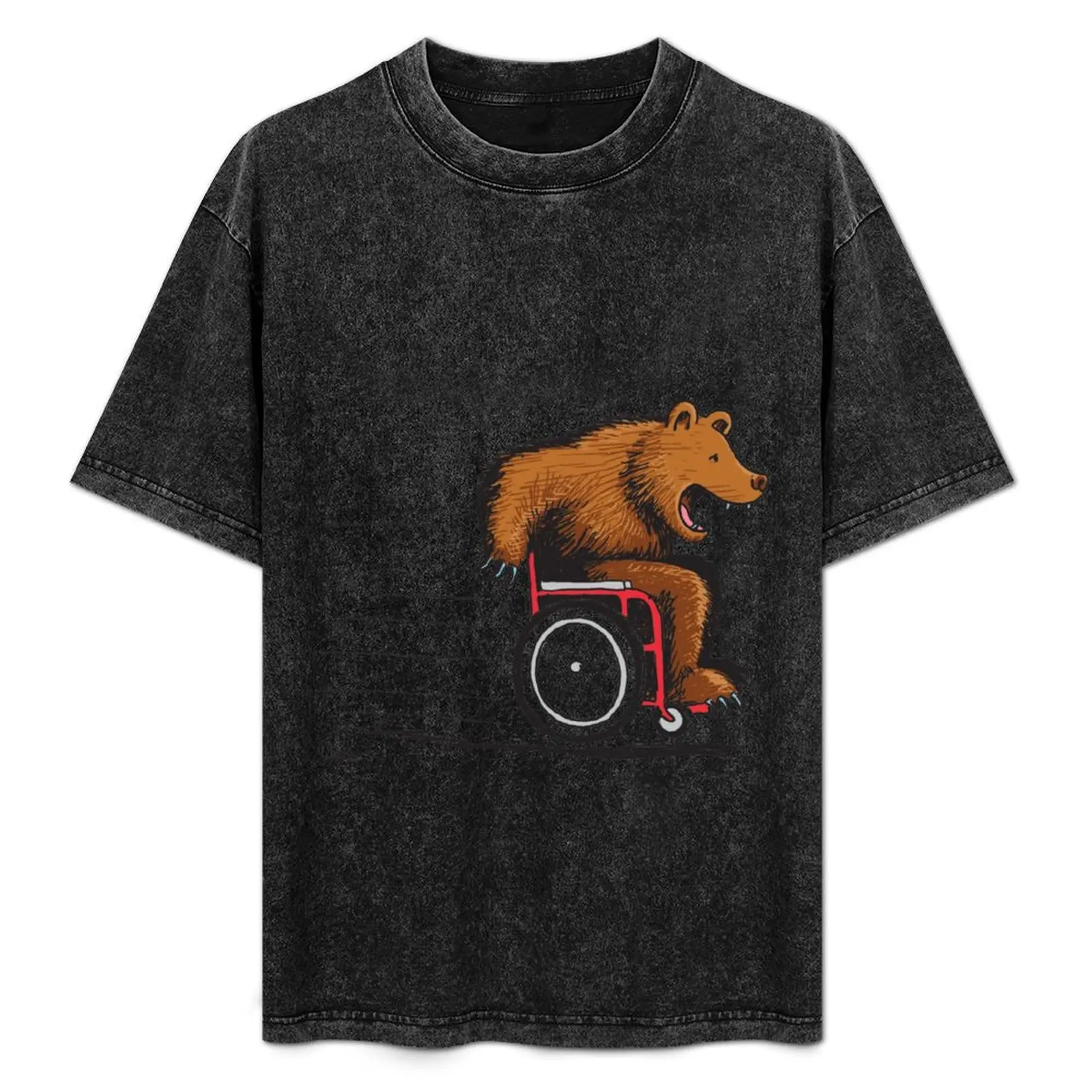 Bear in a wheelchair T-Shirt blacks summer tops funny gifts football t shirt men clothing