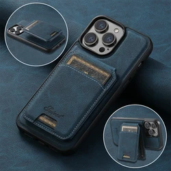 SUTENI Magnetic Card Slot Luxury Leather Wallet Bags Phone Cases For iPhone 17 16 15 14 13 12 Pro Max Plus Cover