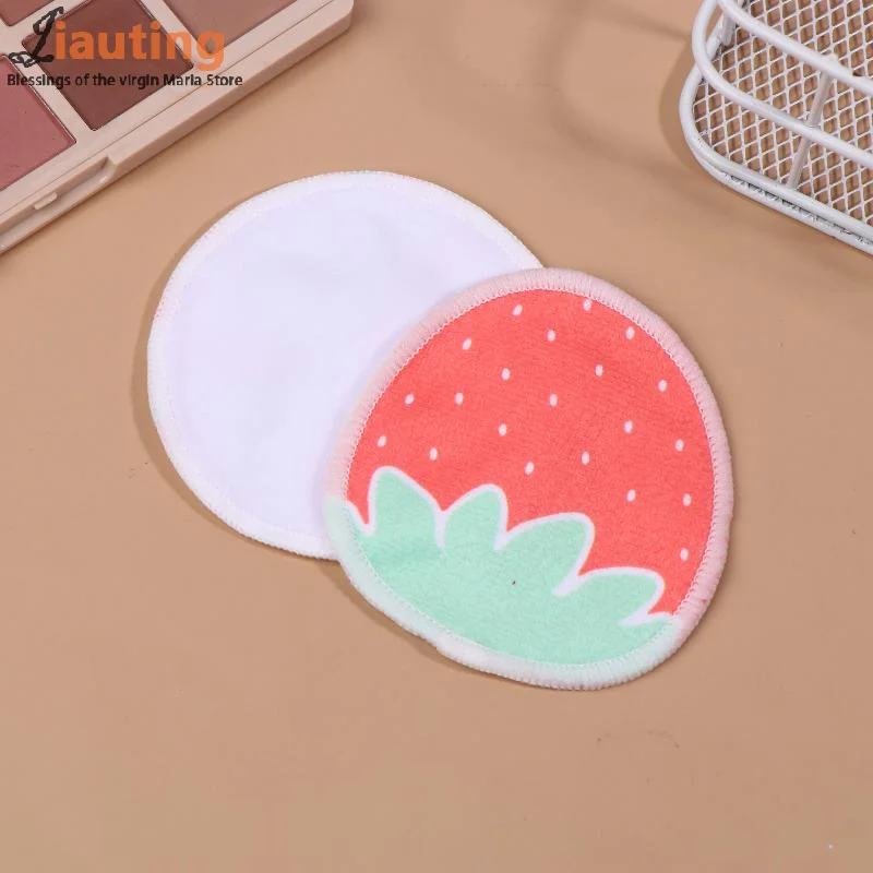 10 قطعة منصات مزيل ماكياج قابل للغسل طبقة مزدوجة الفراولة طباعة تنظيف القطن قابلة لإعادة الاستخدام الوجه يشكلون إزالة منصات أداة