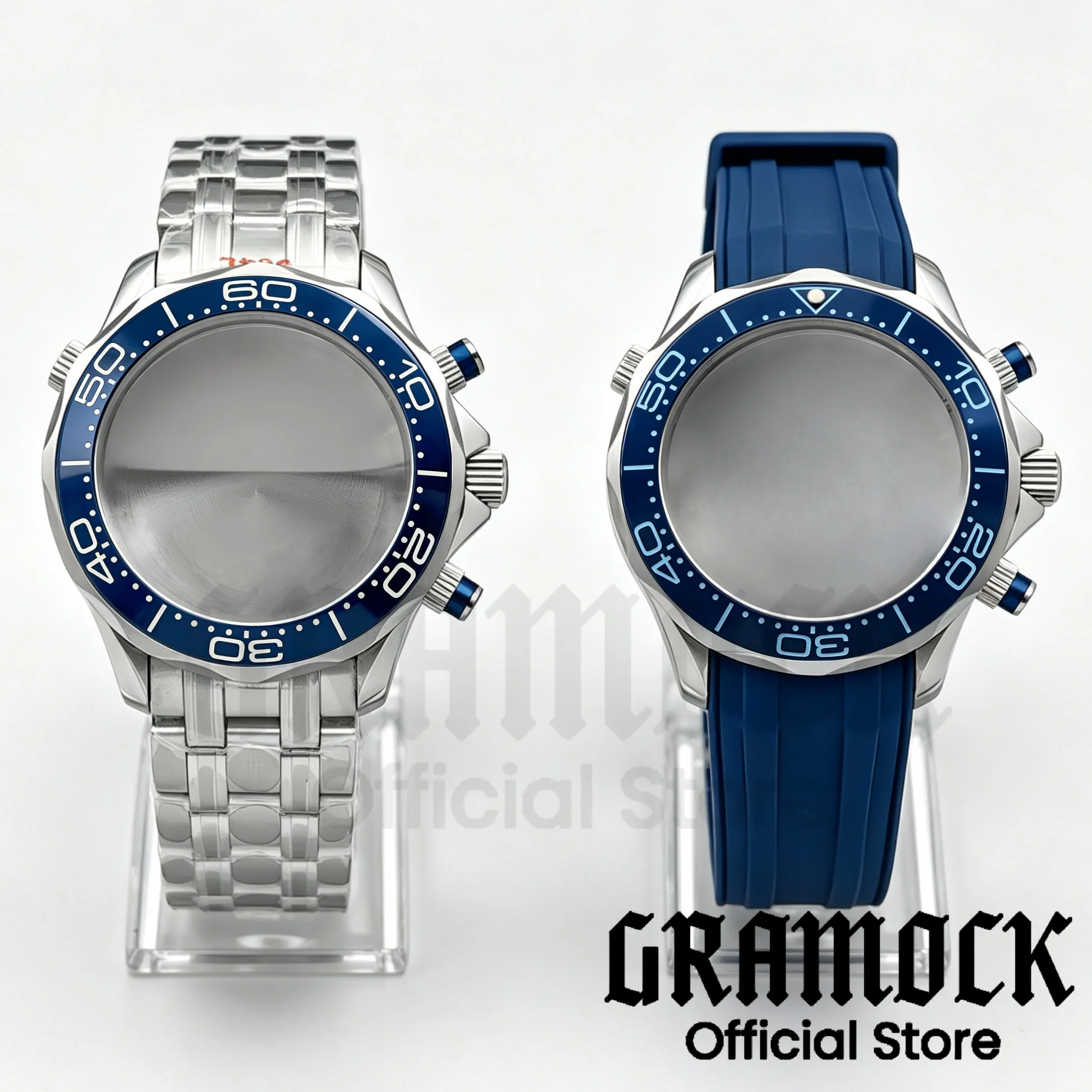 41mm-sea-300-watch-case-blue-ceramic-bezel-fit-vk63-vk64-multy-functional-quartz-chronograph-silver-watch-case-sapphire-crystal