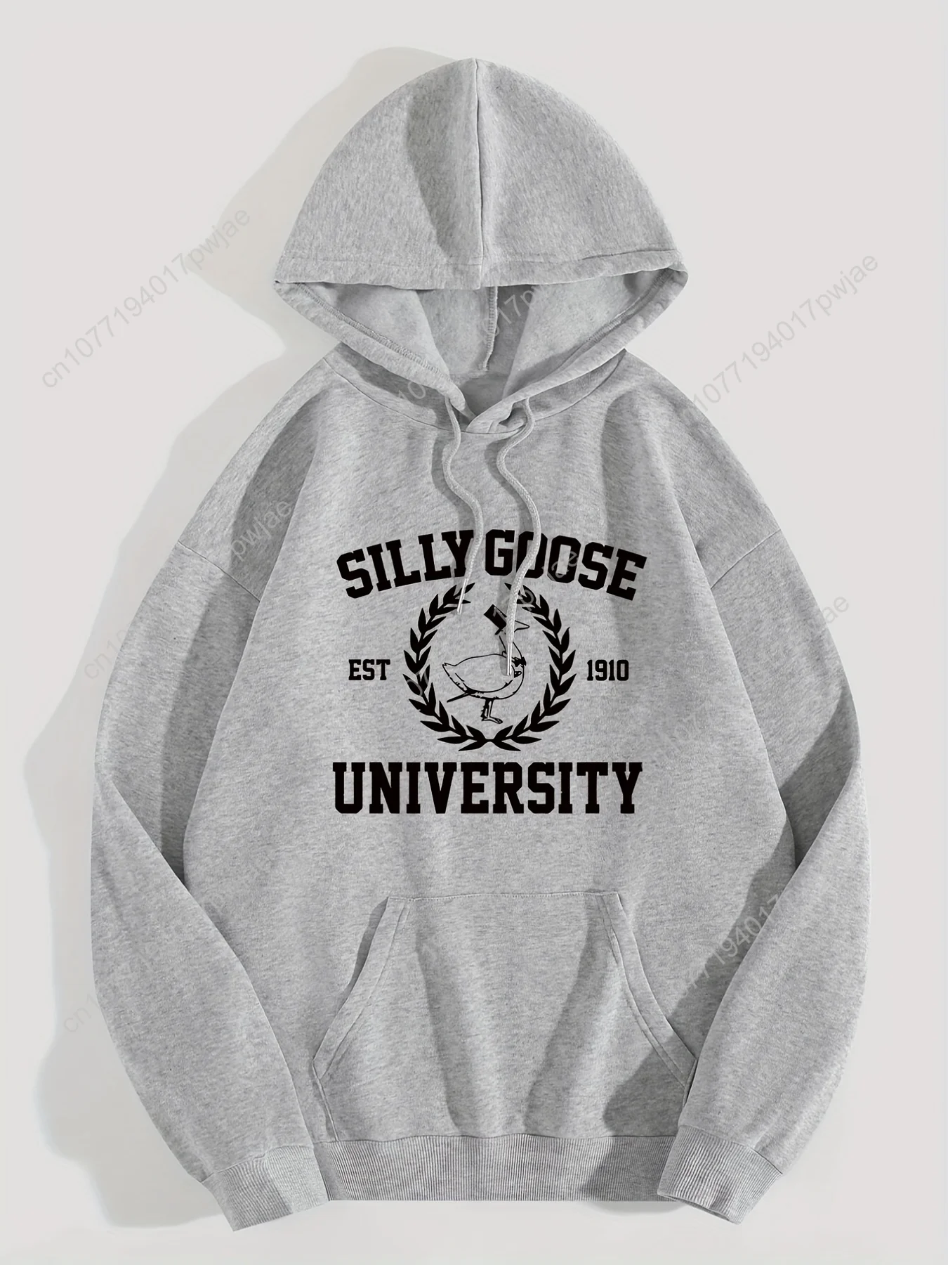 Hoodie Kasual Wanita dengan Kantong Kanguru, Cetakan Huruf, 100% Poliester Kain Rajut 220g/m², Sweatshirt Berkerudung Musim Gugur/Musim Dingin