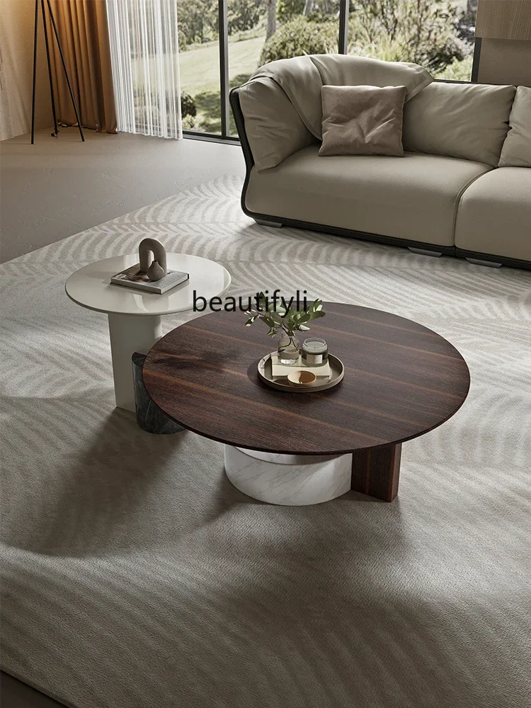 

SS03A Italian Minimalist Marble round Coffee Table Living Room High-End Affordable Luxury Home round Table Silent Style