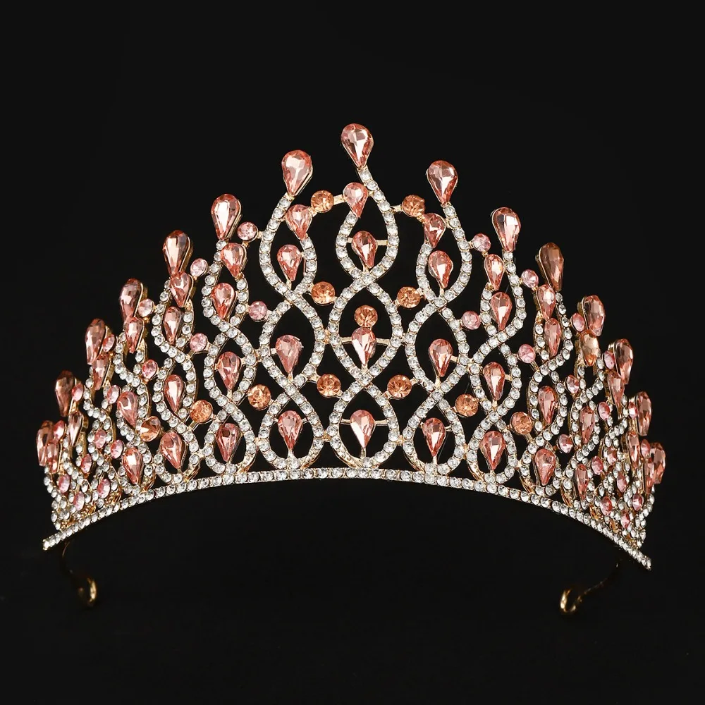 

Luxury Baroque Queen Tiaras Elegant Adjustable Alloy Princess Crown Dazzling Vintage Rhinestone Diadem Stage Performances
