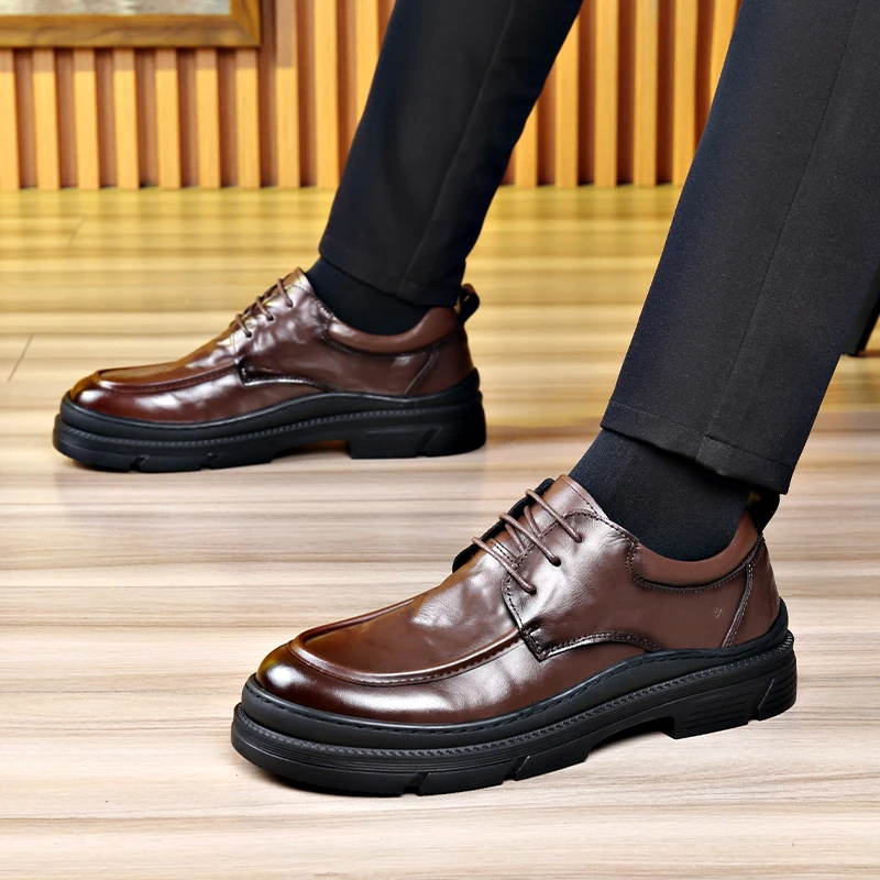 Shoes For Men lace up Casual Easy Wear oxfords Men Genuine Leather Fashion office Work Designer men shoes 2024 New Arrival