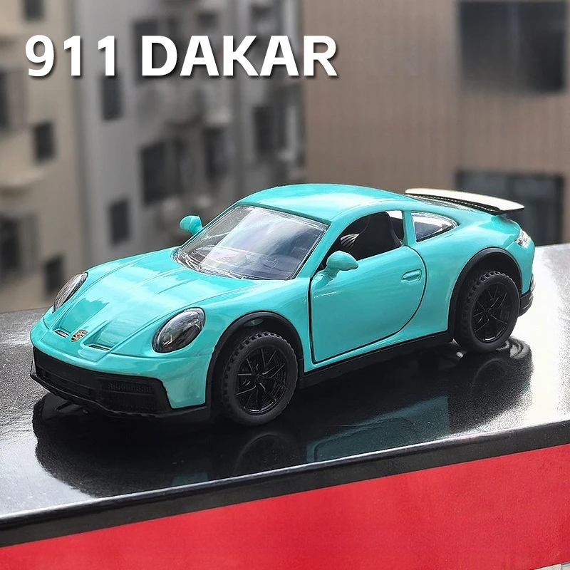 Voiture de sport Dakar 1:32 911, jouets en alliage moulé sous pression, modèle Miniature, son et lumière, véhicules à tirer, cadeaux pour garçons et adultes