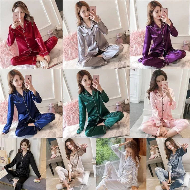 Solid color cardigan in spring, summer, autumn, and winter, double long ice silk simulation silk sleepwear, home wear, outerwear