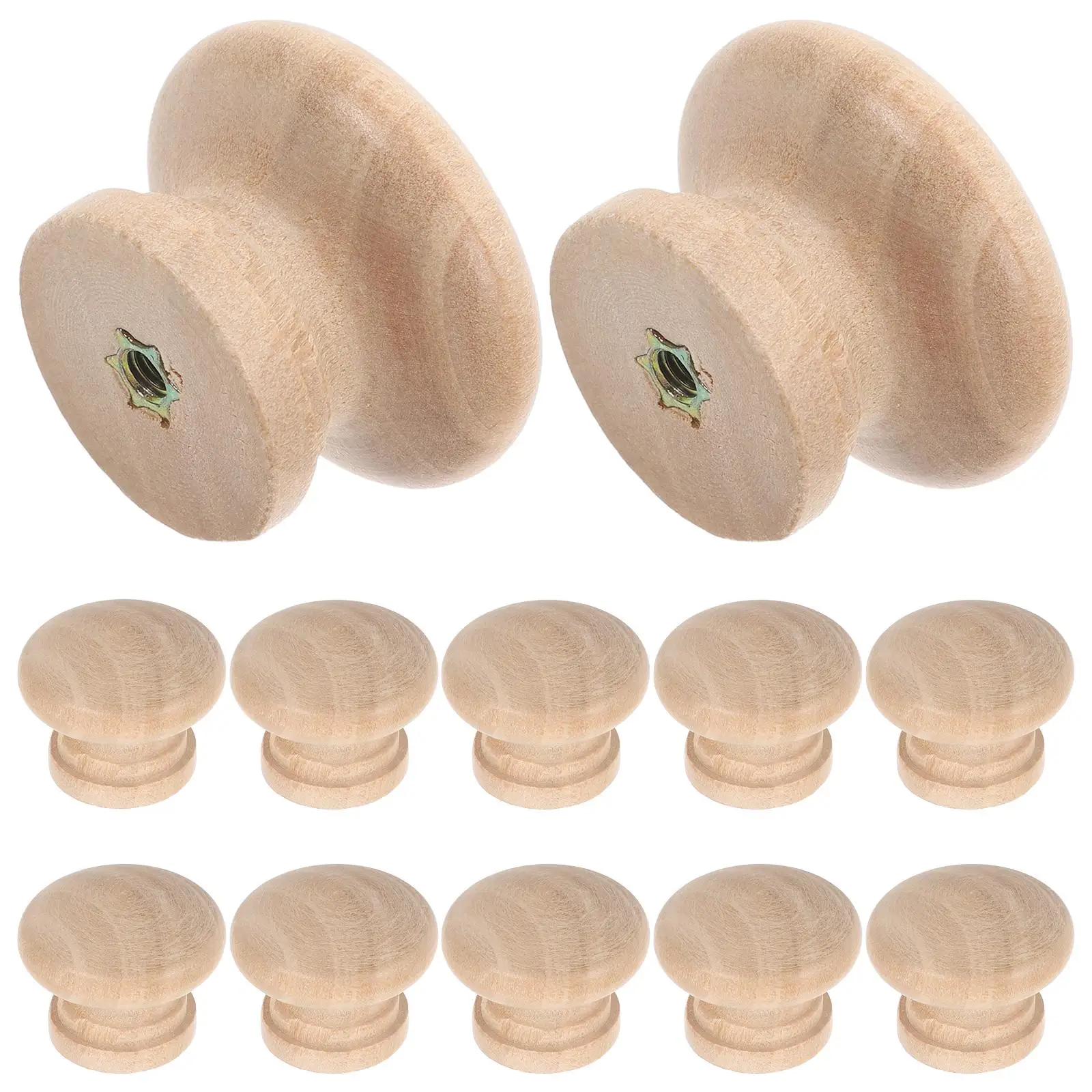 

12 Pcs Wooden Handle Round Pulls Drawer Handles Dresser Knobs Closet Door Cabinet Furniture Retro Style Long Lasting Durability