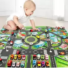 130*100CM Road Map Carpet for Kids Parking Lot Roadmap 83*58CM City Traffic Map of Road Boy Girls Educational Toy Crawling Game