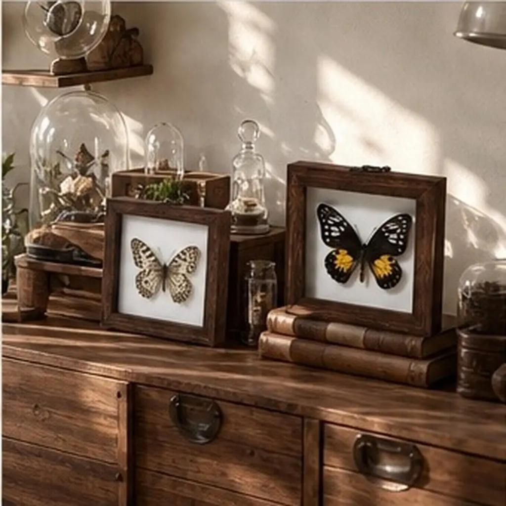 Vintage Wood Butterfly Display Case Eva Padding Insect Preservation Shadow Box Specimen Frame Pinning Kit Collection