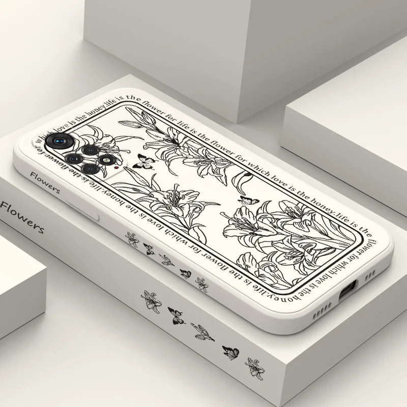 

Line Lily Phone Case For Xiaomi Redmi Note 13 12 12S 11 11S 10 10A 10T 10S 9T 9 8 7 Pro Plus 10C 9A 9C 4G 5G Cover