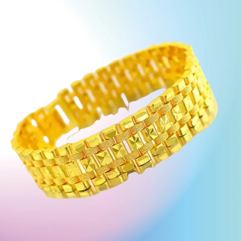 

NEW 9999 24k Real Gold Men's Bracelet Dragon Row Boss Bracelet Send Dad Watch Chain