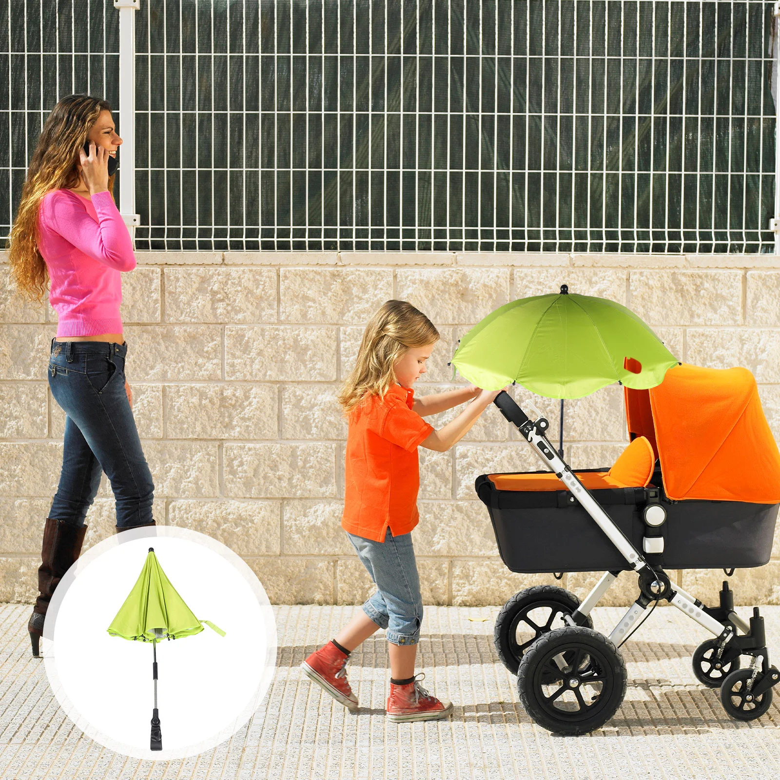 

Sun Shade Travel Stroller Umbrella Chair with Clamp Adjustable Toddler Pushchair Folding Car Detachable