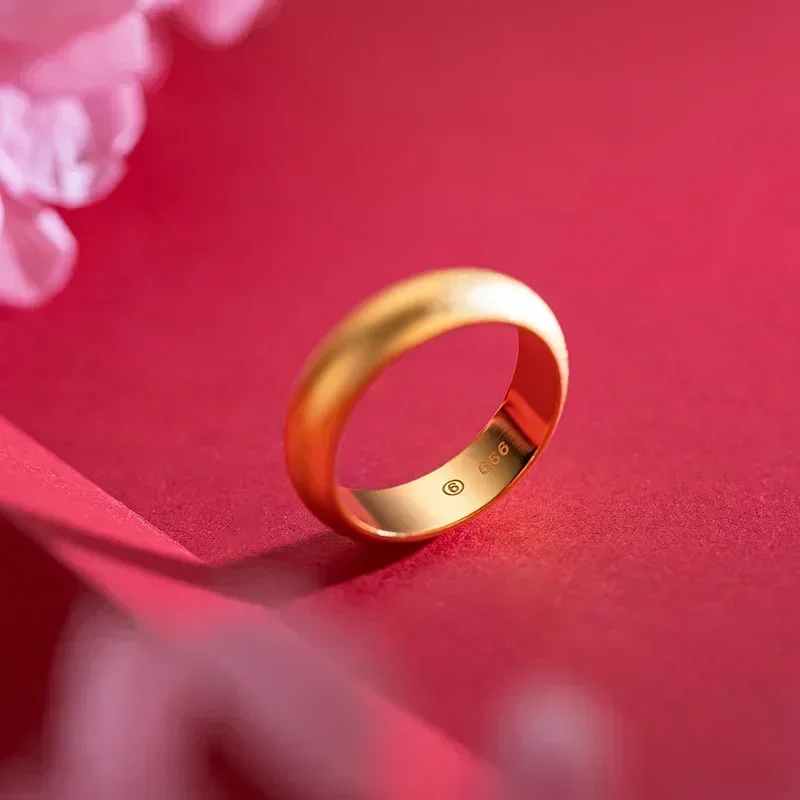 

Кольцо из настоящего золота 9999 желтого золота 24 карата для мужчин и женщин, пар