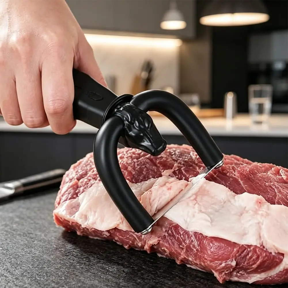 Handheld Fat Trimmer for Meat Beef Pork Lamb Fat Remover Knife Portable Kitchen Slicer BBQ Cooking Prep Tool