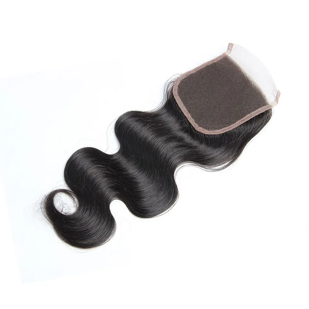 Body Wave Sluiting Echt haar 4x4 Body Wave Vetersluiting 100% Echt haar Transparant Voorgeplukt Golvend haar Vetersluiting voor Dames