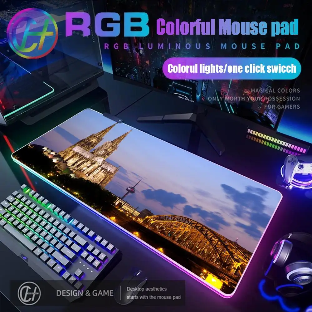 

Neuschwanstein Castle Germany Mouse Pad RGB Gaming Mouse Pad Desk Mat HD Gamer Large LED Light XXL MousePads PC Computer Carpet