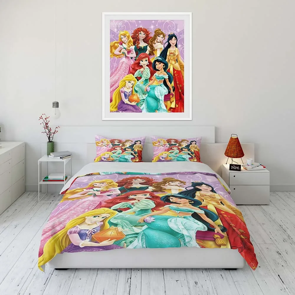 Disney Princess Cartoon Bedding Set Quilt Spiderman Duvet Cover Comforter Bedclothes Children Kid Boy Bed Birthday Gift Sabanas