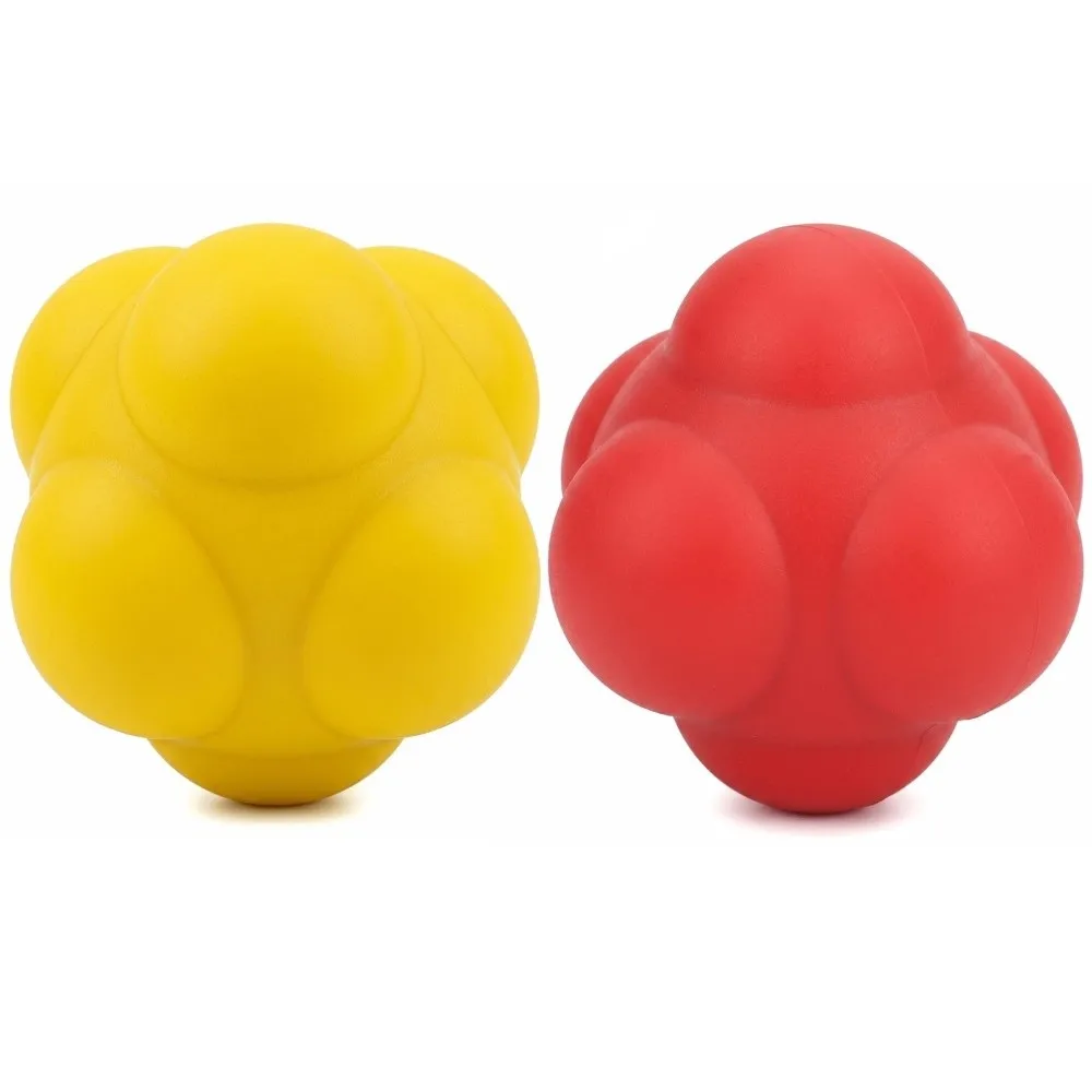 Natural Rubber Reaction Ball High Bounce Hexagonal Shape Reflex Trainer Round Lobes Handheld Size Training Ball Indoor Outdoor