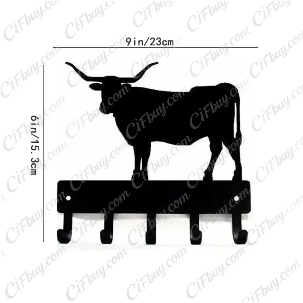CIFbuy Metal Wall Hook Texas Longhorn Steer Key Holder Iron Craft Entryway Organizer Home Decor Accent Piece