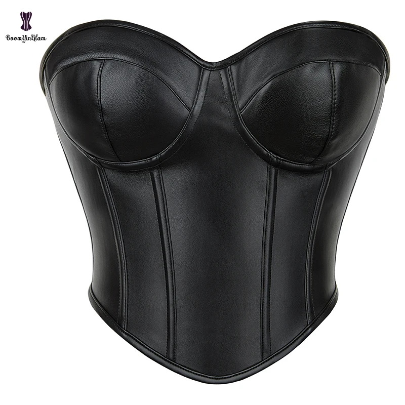 Plus Size S-xxxl Ladies Fashion Strapless Padded Bra Summer Women Clothes Vest Tank Leather Corset Crop Top