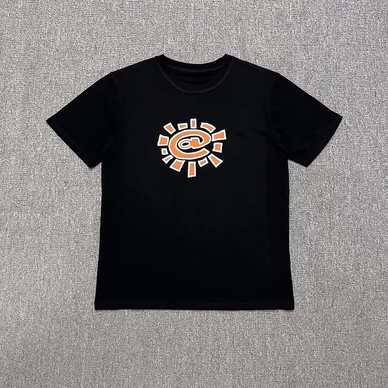 2026 New Sun Roll Classic Basic High Street Graphic T-shirt, Short Sleeve Couple Streetwear Top, Trendy Loose Tee