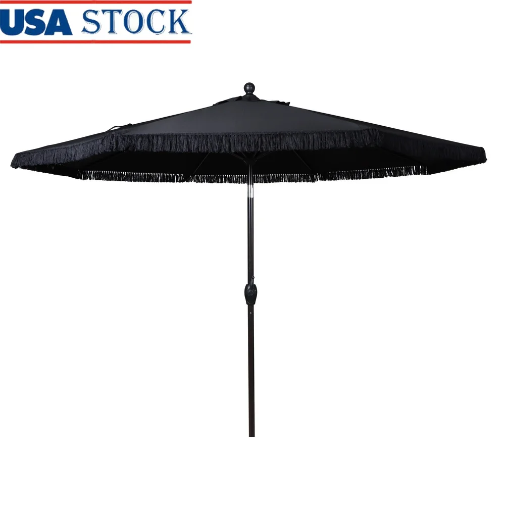 

9ft Round Patio Umbrella Adjustable Tilt Crank Feature Fade Resistant Canopy Steel Frame Perfect Garden Deck Outdoor Use