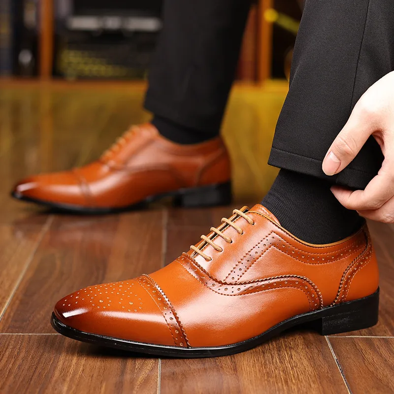 Fashionable Brand Men's Casual Shoes Outdoor Business Office Formal Shoes New Retro Classic Comfortable Anti-Slip Walking Shoes