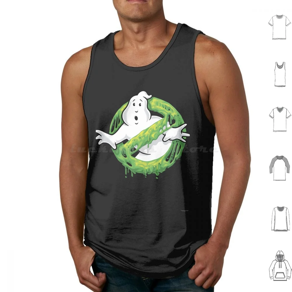 Ghost Hunters Busters Classic Slime Ghost Logo Tank Tops Print Cotton Host 80s Movie Retro Slimer Busters Comedy Film