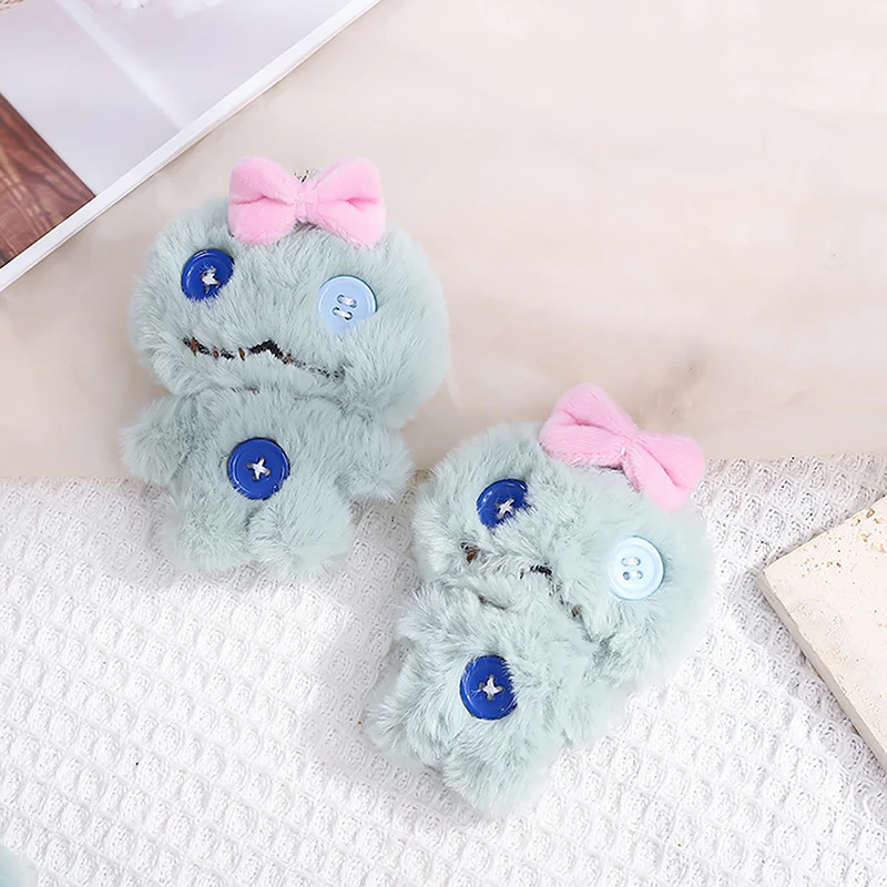 ●Cartoon Plush Bow Doll Toy Keychain Bag Pendant With Buttons DIY Gift Keychain Pendant Cute Sweet Plush Dolls Hanging Ornaments